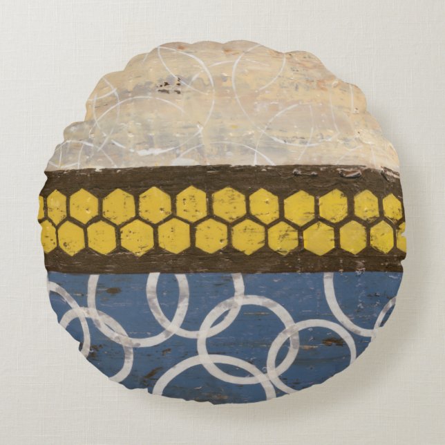 Cojín Redondo Abstracto de Honey Comb I (Anverso)