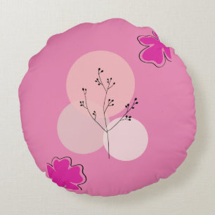 COJÍN REDONDO ABSTRACTO DE LA FLOTACIÓN ROSA