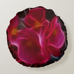 Cojín Redondo Abstracto Flor Rojo Rosa Cama Sofá Tira