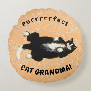 Cojín Redondo Abuela de gatos perfecta