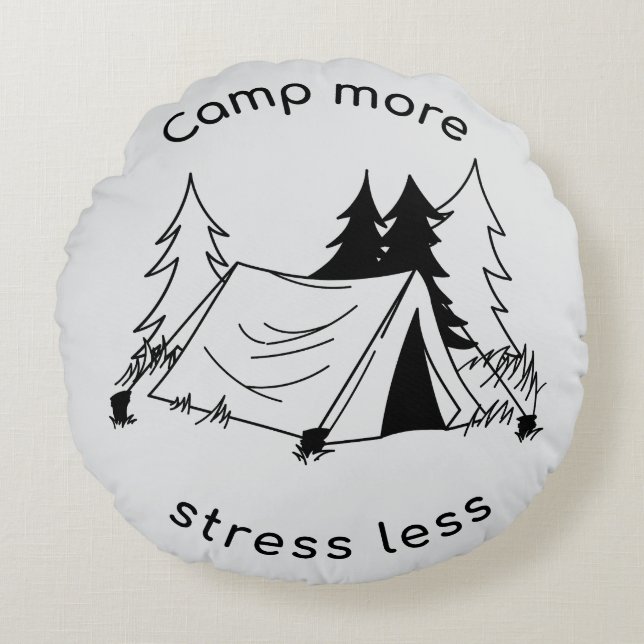 Cojín Redondo Acampar menos estrés (Anverso)