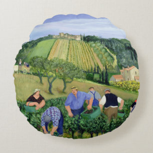 Cojín Redondo Aceitunas y girasoles del viñedo