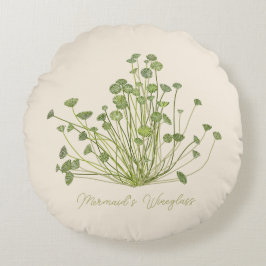 Cojín Redondo Acetabularia Seaweed dibujado mano