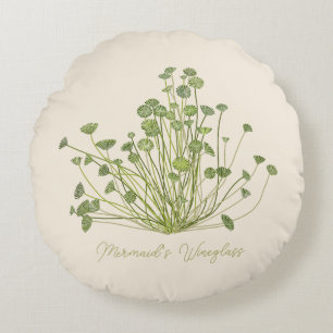 Cojín Redondo Acetabularia Seaweed dibujado mano