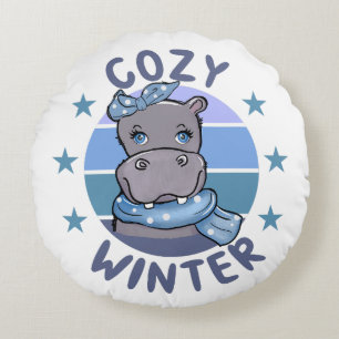 Cojín Redondo Acogedor animal de invierno