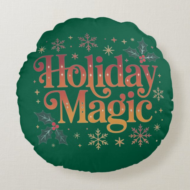 Cojín Redondo Acogedores Navidades Niños Pillow | Decoración fes (Anverso)