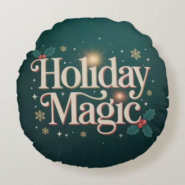 Cojín Redondo Acogedores Navidades Niños Pillow | Decoración fes (Anverso)