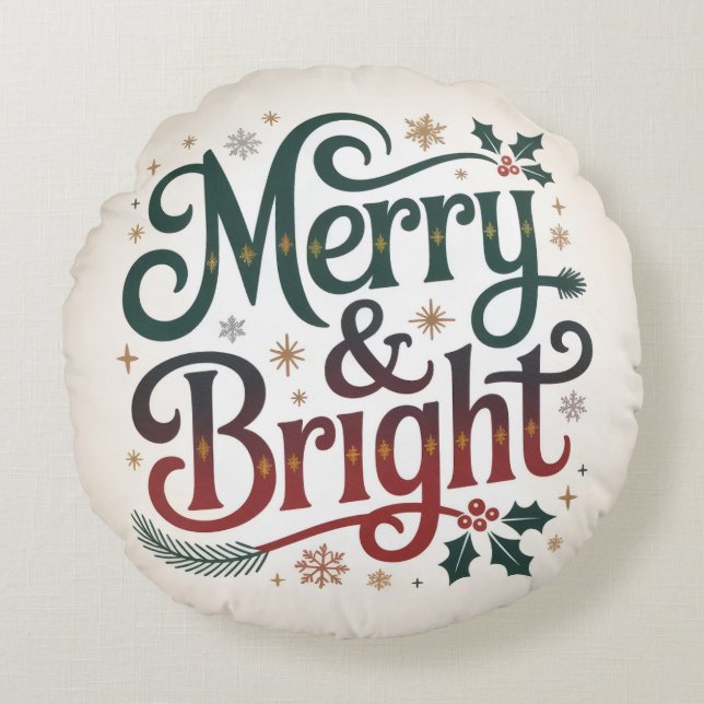 Cojín Redondo Acogedores Navidades Niños Pillow | Decoración fes (Anverso)