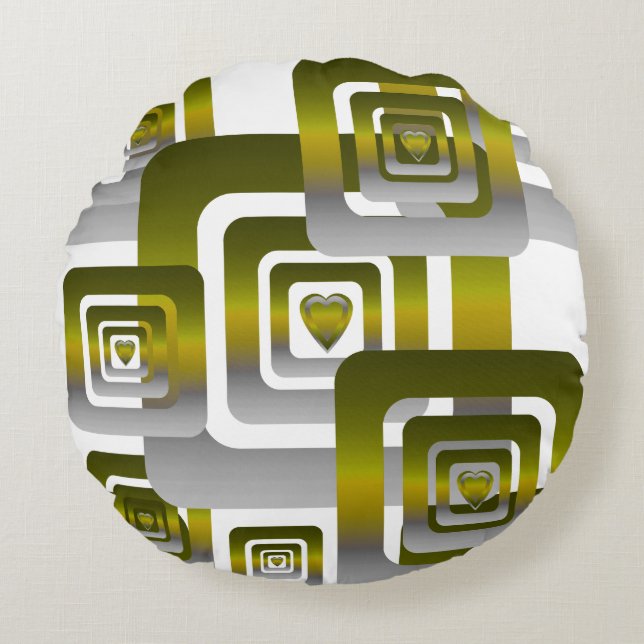 Cojín Redondo Activate My Heart Pattern Silver (Anverso)