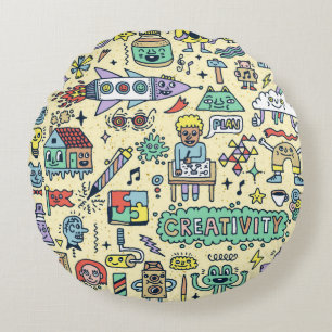Cojín Redondo Actividades De Creatividad Divertido Personalizado