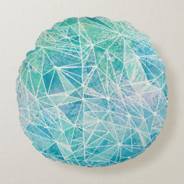 Cojín Redondo acuamarina con espacio geométrico blanco