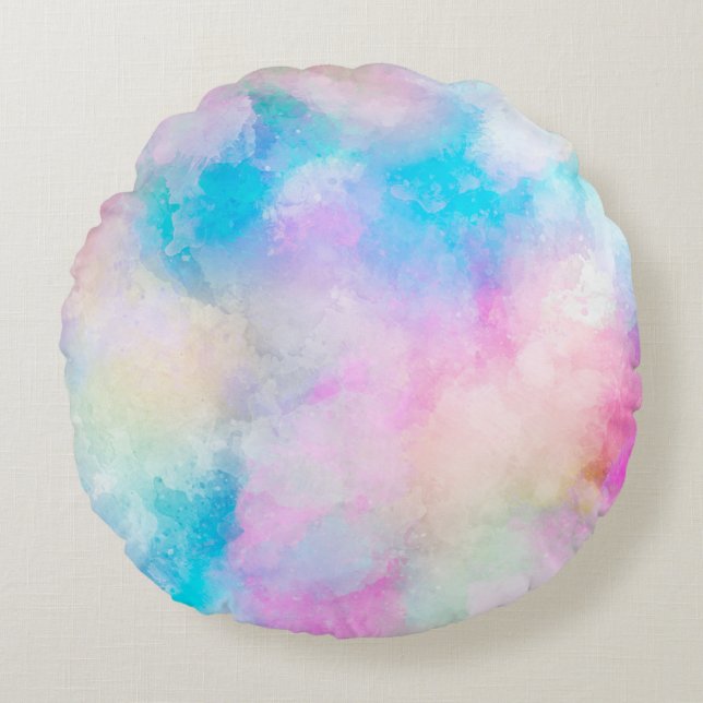 Cojín Redondo acuarela abstracta de arte de fondo (Anverso)