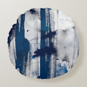 Cojín Redondo acuarela abstracta sobre papel. Textura de arte co