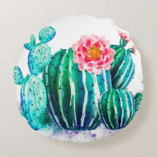 Cojín Redondo acuarela Cactus