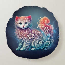 Cojín Redondo Acuarela capilar Kitten Pillow