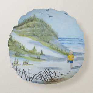 Cojín Redondo Acuarela de la playa