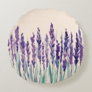 Cojín Redondo Acuarela de lavanda francesa