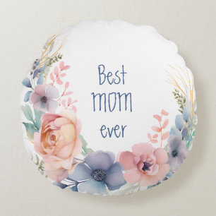 Cojín Redondo Acuarela floral botánico romántico