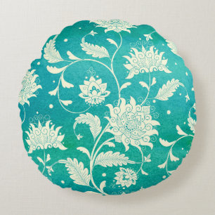 Cojín Redondo Acuarela floral de porcelana china