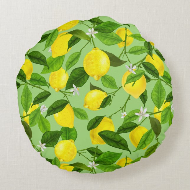 Cojín Redondo Acuarela Limón 3 (Reverso)