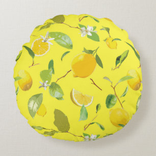 Cojín Redondo Acuarela Limón y Hojas 4