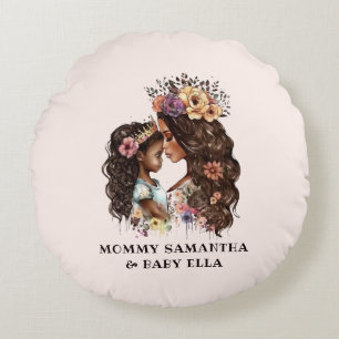 Cojín Redondo Acuarela Madre negra e hija (2)