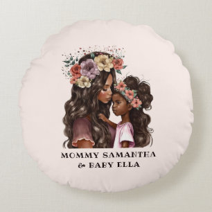 Cojín Redondo Acuarela Madre negra e hija (4)