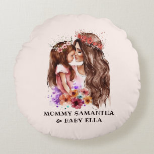 Cojín Redondo Acuarela Mamá e Hija (5)