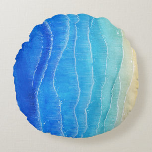 Cojín Redondo Acuarela y vistas a la playa.