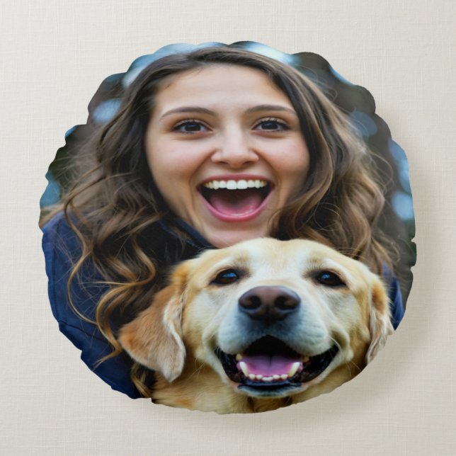 Cojín Redondo Add Labrador Retriever Photo Personalize (Anverso)