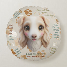 Cojín Redondo Adorable Borzoi Face Cushion Round Pillow