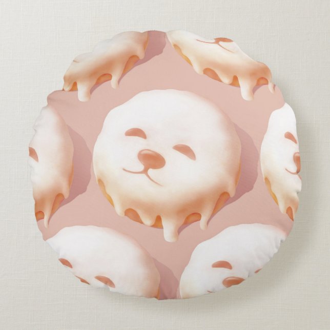 Cojín Redondo Adorable Dog Face Donut (Anverso)
