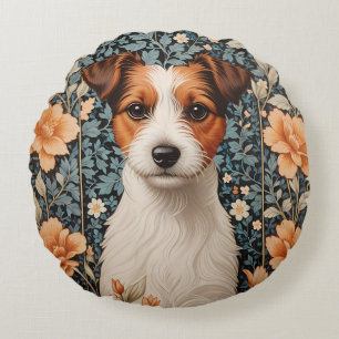 Cojín Redondo Adorable Jack Russell Terrier inspirado en William