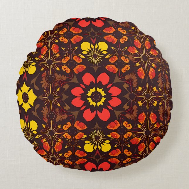 Cojín Redondo Adorable Lion Cub Sitting Portrait Illustration (Anverso)