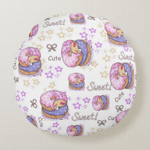Adorable patrón de donut de bebé niña en blanco y 