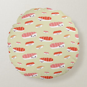Cojín Redondo Adorable patrón japonés de nigiri de sushi