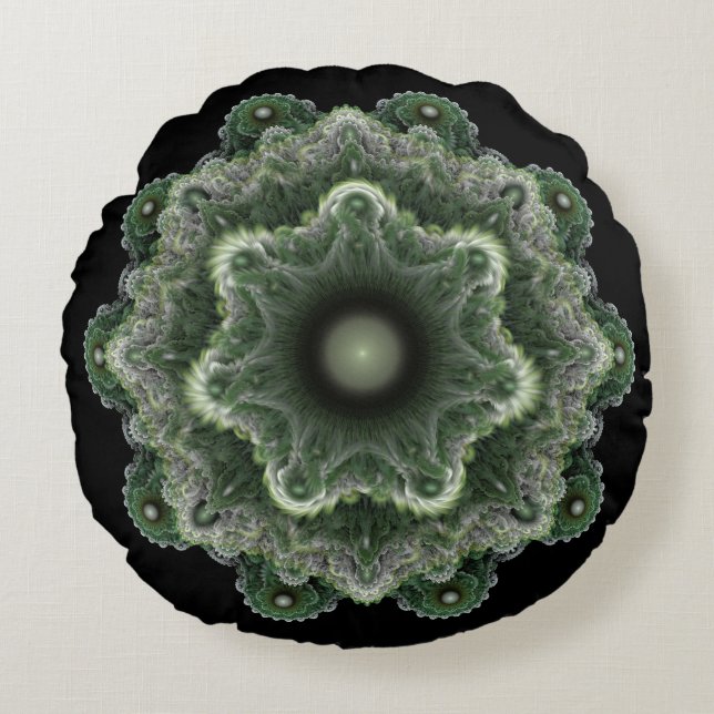 Cojín Redondo Adorno fantástico fractal (Anverso)