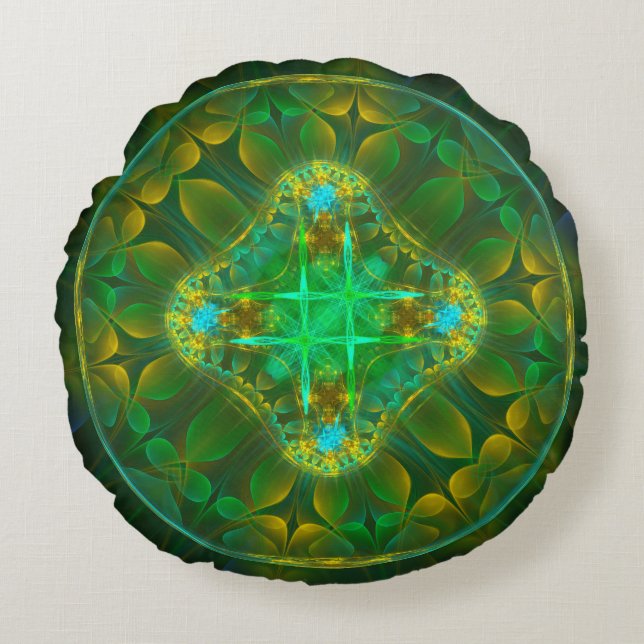 Cojín Redondo Adorno redondo de hada fractal (Anverso)