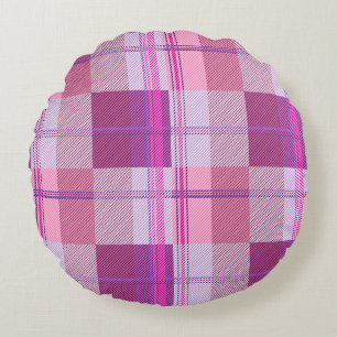 Cojín Redondo Aesthetic de Cuadros Magenta Fruta Negra