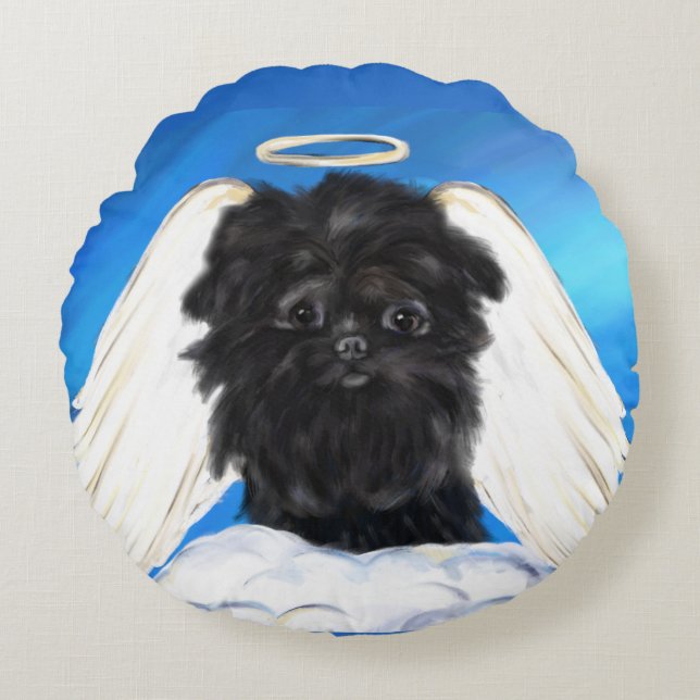 Cojín Redondo Affenpinscher Ángel   (Anverso)