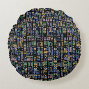 Cojín Redondo África Patrón de manto arte moderno abstracto 1