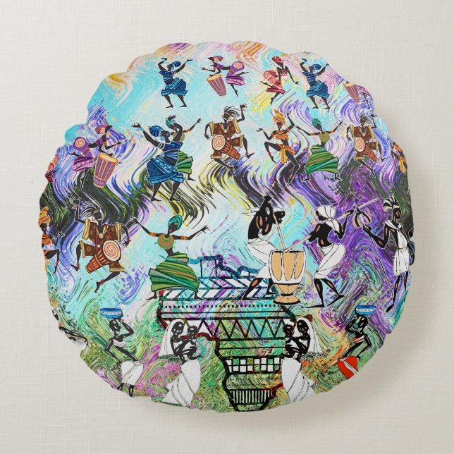 Cojín Redondo African Feast: Rhythms of Africa  (Anverso)