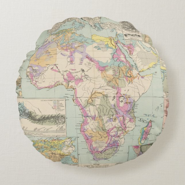 Cojín Redondo Afrika - mapa del atlas de África (Anverso)