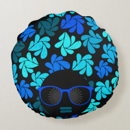 Cojín Redondo Afro Diva Azul 