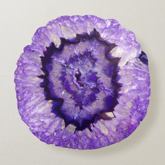 Cojín Redondo Ágata púrpura Geode de Falln (Anverso)