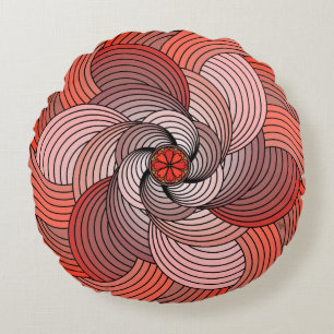 Cojín Redondo Agradable Rosa de cinta abstracta en coral
