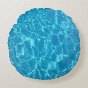 Cojín Redondo Agua de Piscina Azul Celeste Cristalina