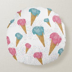 Cojín Redondo Agua Retro Pastel Helado Crema Y Espolvorines