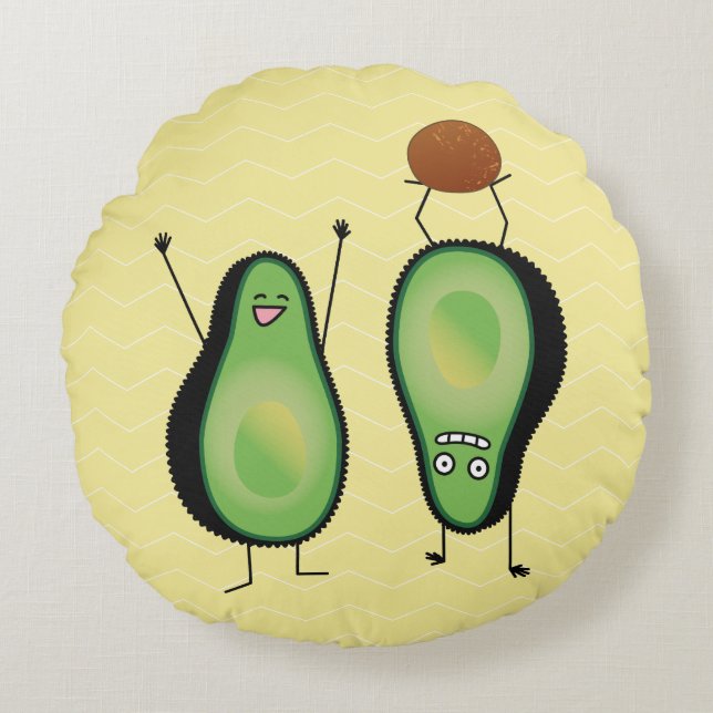 Cojín Redondo Aguacate divertido aguacero verde (Anverso)