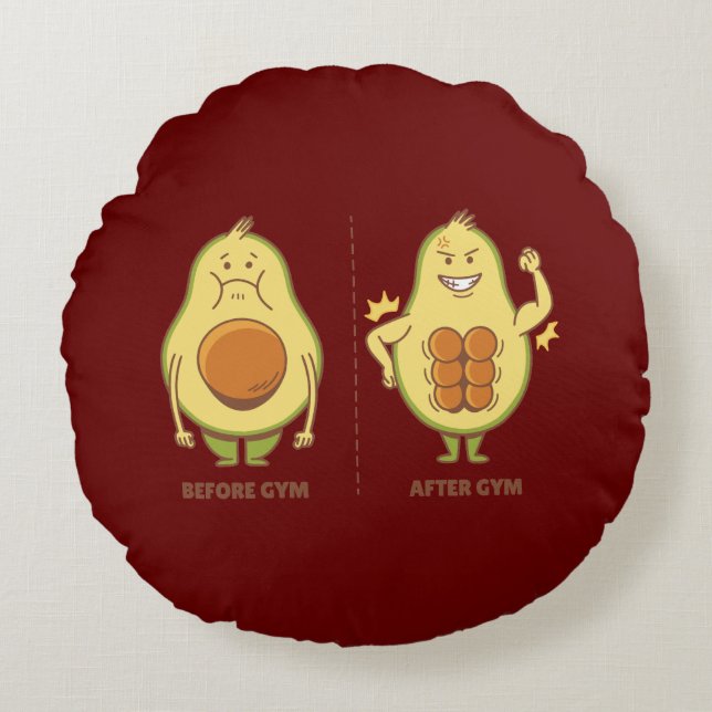 Cojín Redondo Aguacate Divertido, Meme de Fruta Adorable (Anverso)